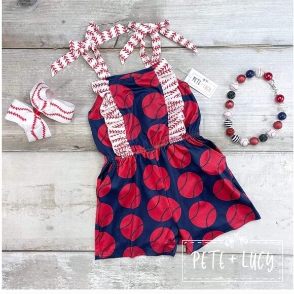 Pete + Lucy Other - Pete + Lucy NEW Baseball romper 3t And 5t Nwt